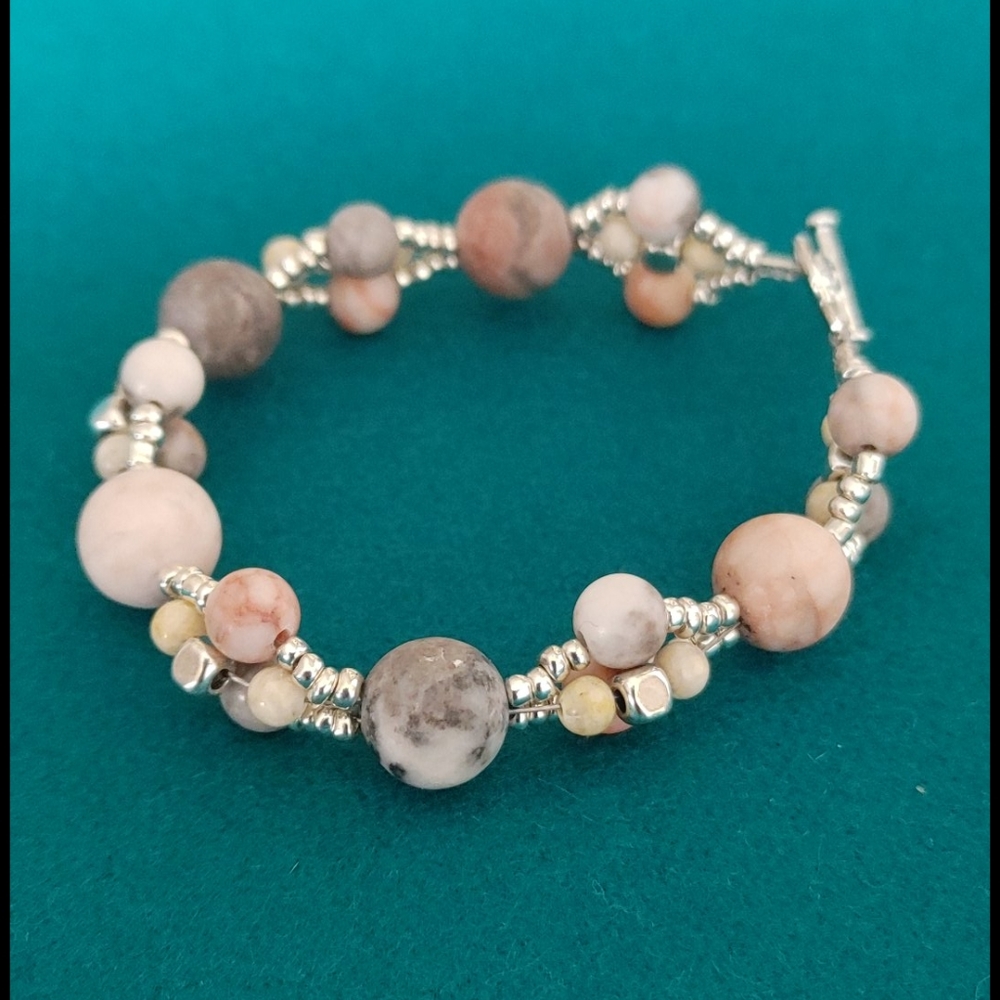 Handcrafted Bracelet Pink Zebra Jasper Toggle Closure